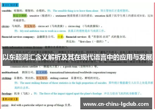 以东超词汇含义解析及其在现代语言中的应用与发展